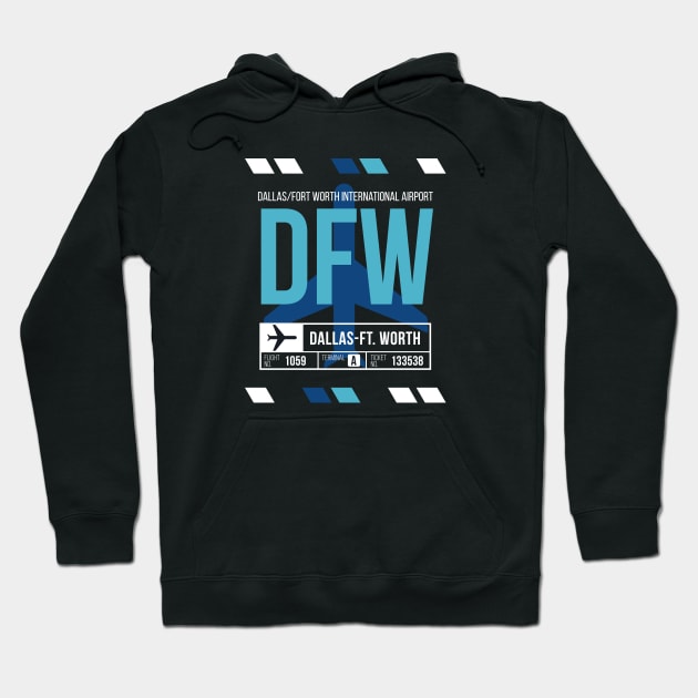 Dallas Ft Worth (DFW) Airport Code Baggage Tag Hoodie by SLAG_Creative